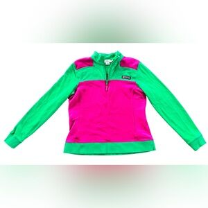 Vineyard Vines RARE Shep Shirt Quarter Zip Womens medium pink/green